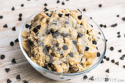 Bowl of Chocolate Chip Cookie Dough Stock Photo