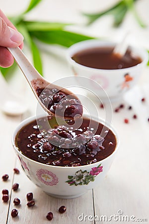 Homemade red bean soup Stock Photo