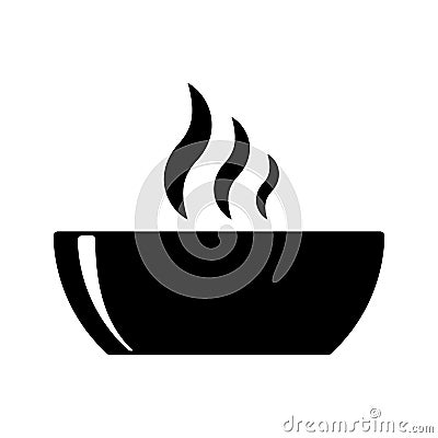 Bowl hot plate soup black icon Stock Photo