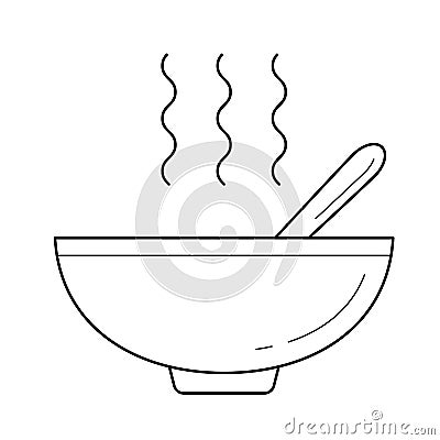 Bowl of hot soup vector line icon. Vector Illustration