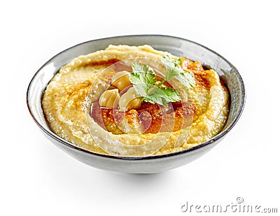 Bowl of hummus Stock Photo