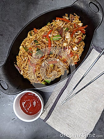 Indo-Chinese Chow mein Stock Photo