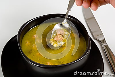 Bowl of Italian Wedding Soup Stock Photo