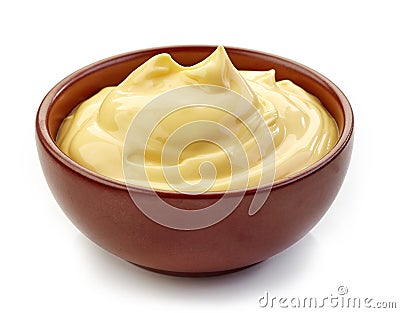 Bowl of mayonnaise Stock Photo