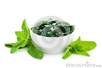 Bowl of mint jelly Stock Photo