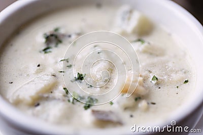 Bowl of New England clam chowder Stock Photo