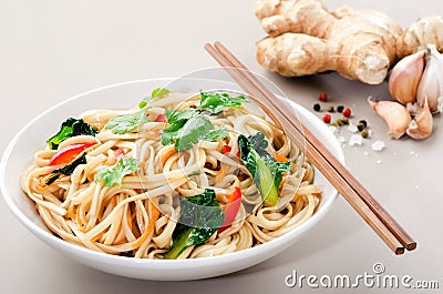 Bowl of noodles Stock Photo