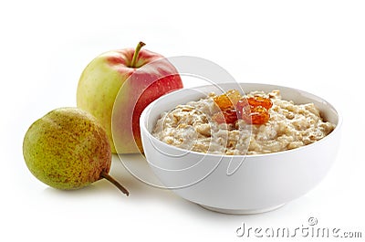 Bowl of oats porridge Stock Photo