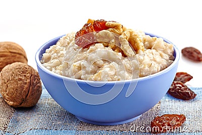 Bowl of oats porridge Stock Photo