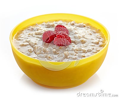 Bowl of oats porridge Stock Photo