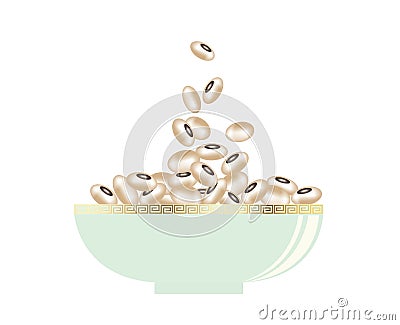 Bowl organic dry soybeans isolated Vector Illustration