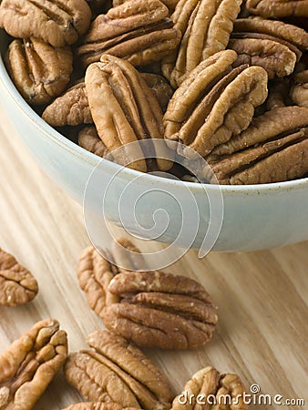 Bowl of Pecan Nuts Stock Photo