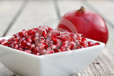Bowl of Pomegranate Seeds Stock Photo