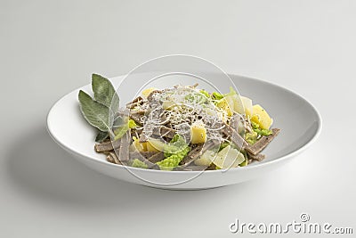 Bowl with portion of pizzoccheri Stock Photo