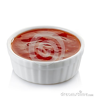 Bowl of red hot chili pepper sauce Stock Photo