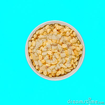 Bowl of Rice Crispies Breakfast Cereals Stock Photo