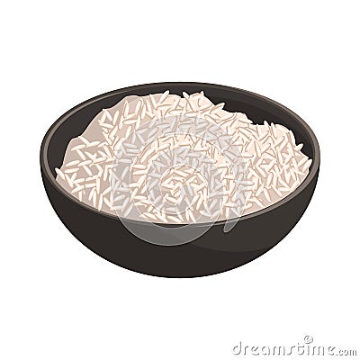 Bowl Of Rice, Food Item Rich In Proteins, Important Element Of The Healthy Balanced Diet Vector Illustration Vector Illustration