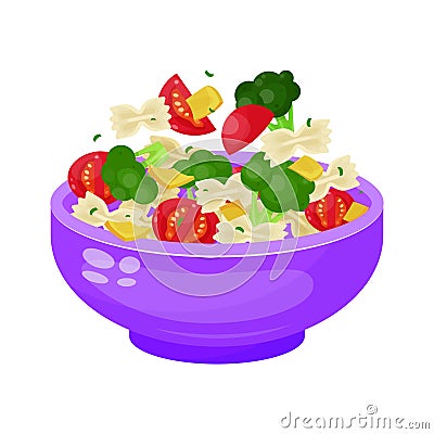 Bowl of salad, dieting and vegetarian appetizer Vector Illustration