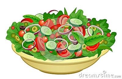 Bowl of salad Vector Illustration