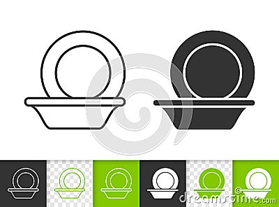 Bowl simple black line vector icon Vector Illustration