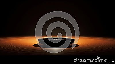 A bowl sitting on a table in the middle of some light, AI Stock Photo