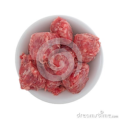 Bowl of sliced mild bratwurst Stock Photo