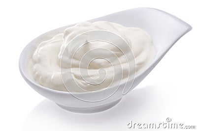 Bowl of sour cream Stock Photo