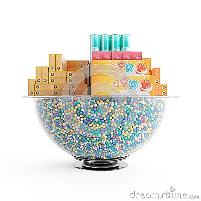 a bowl of sweets, 3d rendering Stock Photo