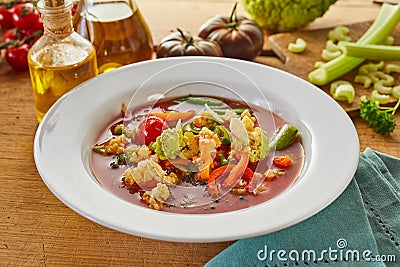 Bowl of tasty Italian minestrone soup Stock Photo