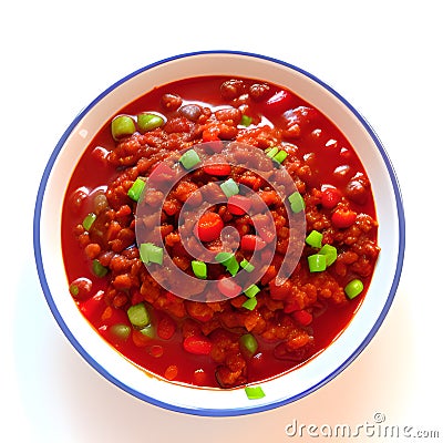 bowl with tasty mexican chili con carne on white background, Ai Generated Stock Photo