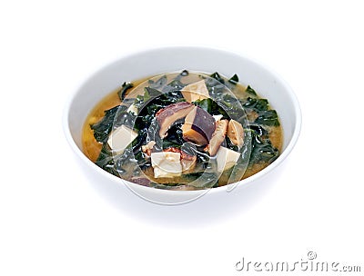Bowl of thick mushroom soup Stock Photo