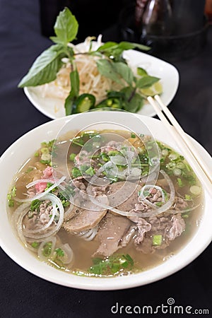 Bowl of Vietnamese pho noodle soup Stock Photo