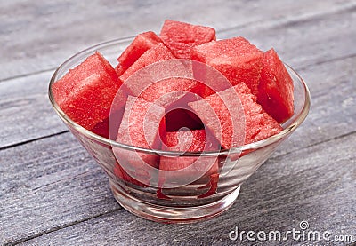 Bowl of Watermelon Chunks Stock Photo