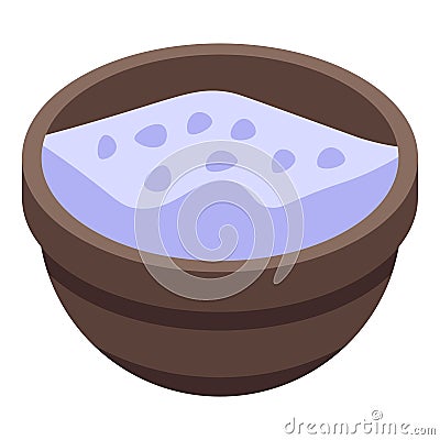 Bowl white cheese icon, isometric style Vector Illustration