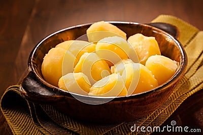 Bowl of whole boiled baby potatoes Stock Photo