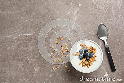 Bowl with yogurt, berries and granola Stock Photo