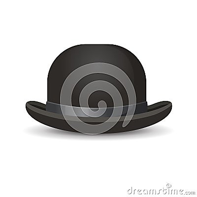 Bowler hat in black color isolated on white Vector Illustration