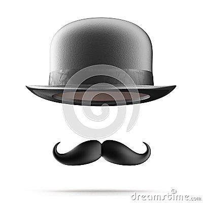 Bowler hat and mustaches Stock Photo