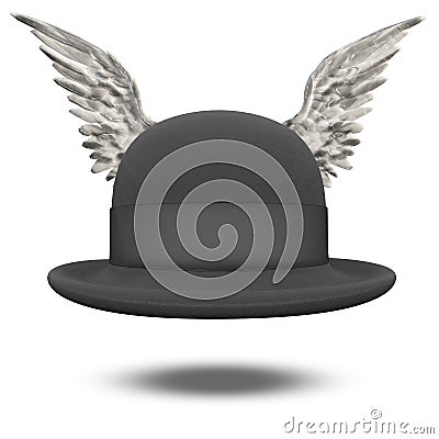 Bowler Hat with Wings Stock Photo