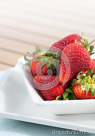 Bowlful of fresh ripened strawberries Stock Photo