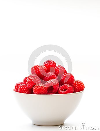 Bowlful Of Raspberries Stock Photo