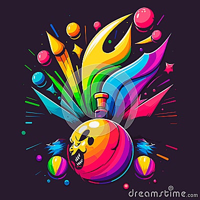 Bowling abstract ball. Illustration of bowling strike. Symbol for Bowling Tournament. label, sticker Vector Illustration