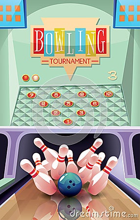 Bowling alley tournament vector illustration Vector Illustration