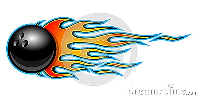 Bowling ball with classic hot rod flames vector illustration. Vector Illustration