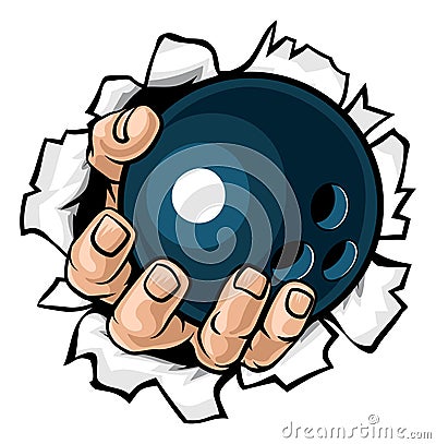 Bowling Ball Hand Tearing Background Vector Illustration