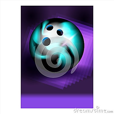 Bowling Ball For Hit Target Ninepins Poster Vector Vector Illustration