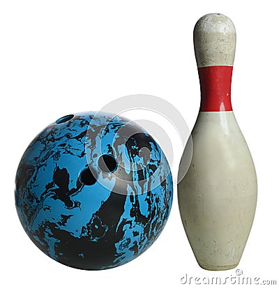 Bowling Ball and Pin Stock Photo