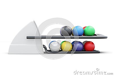 Bowling ball return system side view on a white backgro Stock Photo