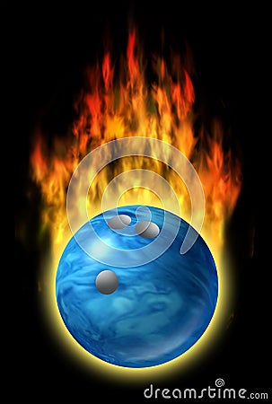 Bowling ball speed fire flames fast excellent skil Stock Photo