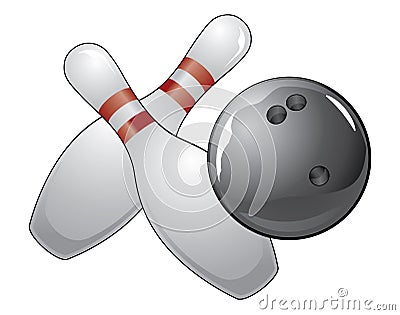 Bowling Ball With Two Pins Vector Illustration